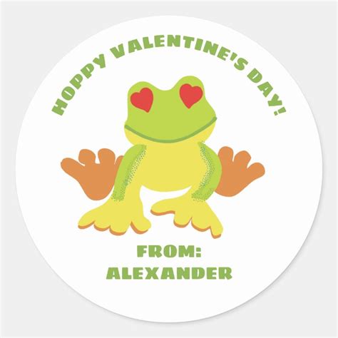 Kids Cute Frog Valentines Day Class Exchange Classic Round Sticker