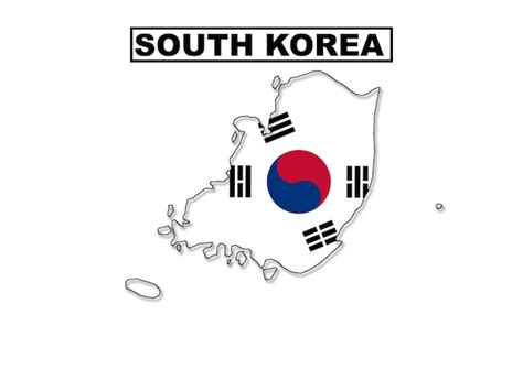 Mapa De Bandeira Da Coreia Do Sul Em Vetor Vetor Premium