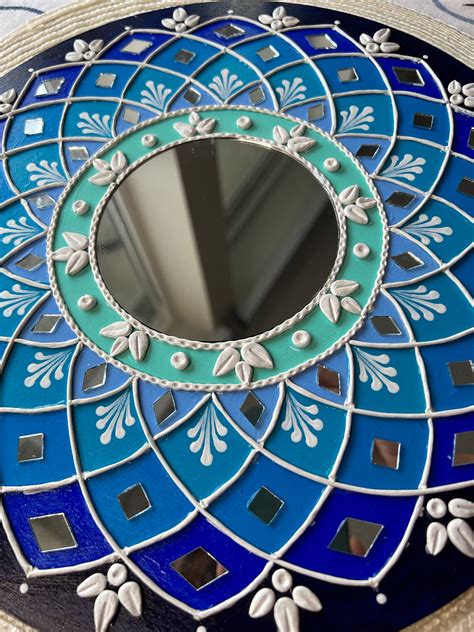 Shades Of Blue Mandala Lippan Painting Lippan Art Handmade Etsy