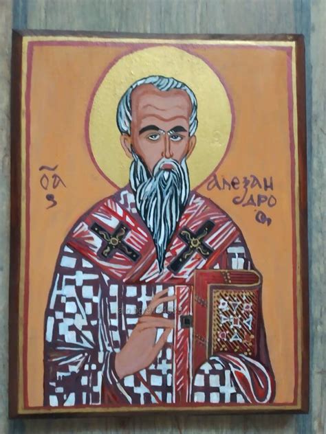 Икона на св. Александър Картина с акрилни бои 19.8 cm 25 cm Дърво ...