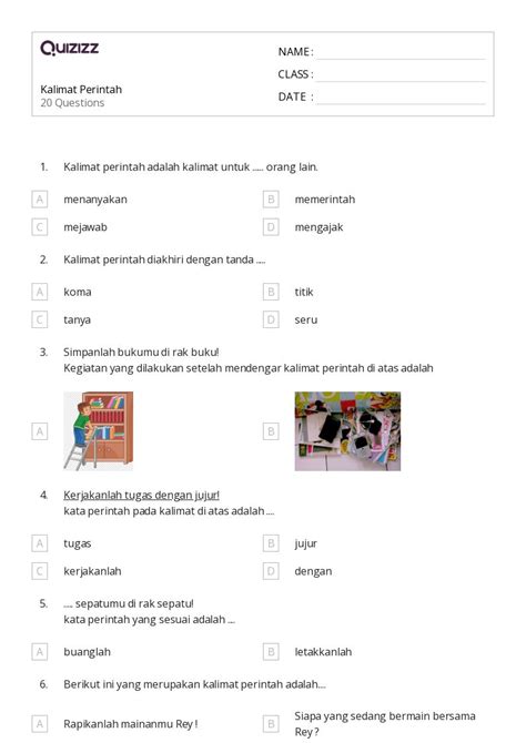 50 Lembar Kerja Variasi Kalimat Untuk Kelas 2 Di Quizizz Gratis