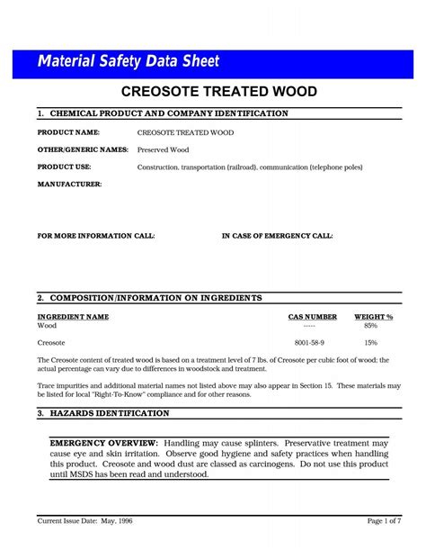 CREOSOTE MSDS SHEET