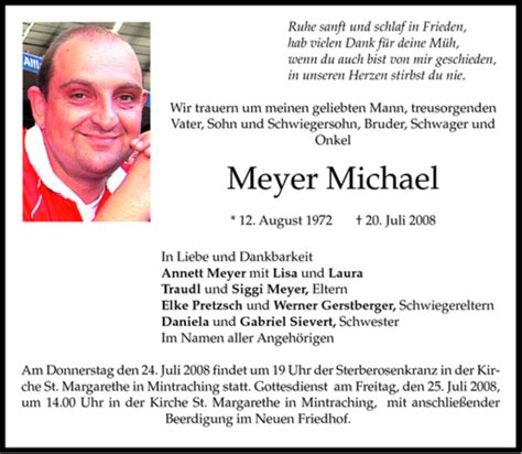 Traueranzeigen Von Michael Meyer Trauer Merkur De