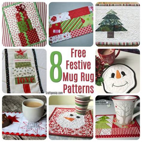 8 Free Quilted Christmas Mug Rug Patterns