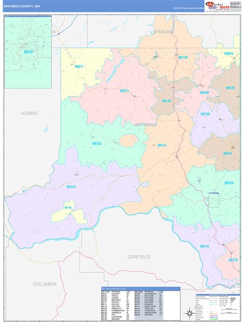 Whitman County, WA Wall Map Color Cast Style by MarketMAPS - MapSales