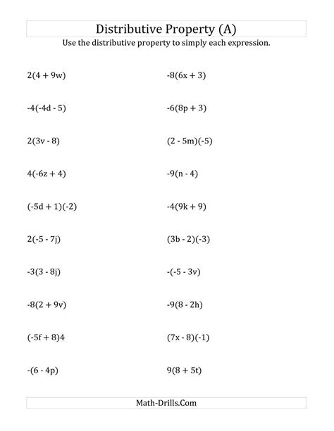 Distributive Property Worksheet 6th Grade