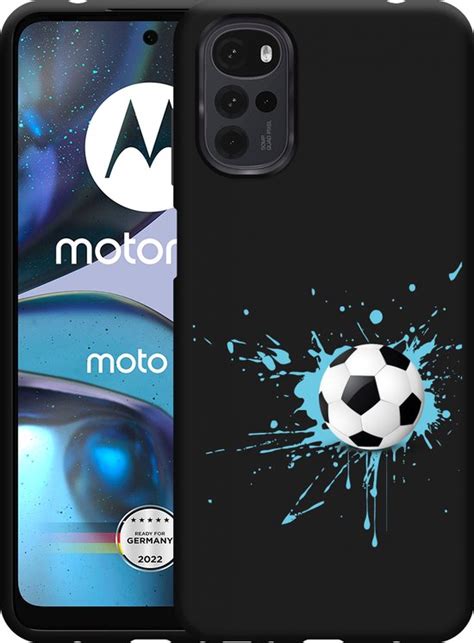 Motorola Moto G22 Hoesje Zwart Soccer Ball Designed By Cazy Bol