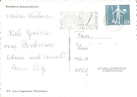 Postkarte Carte Postale Rorschach Bodensee See Schiffe Uferpromenade