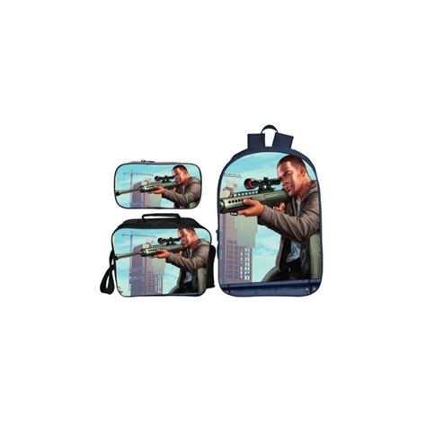 Pack Sac à dos Lunch Bag Trousse GTA Grand Theft Auto imprimé 3D