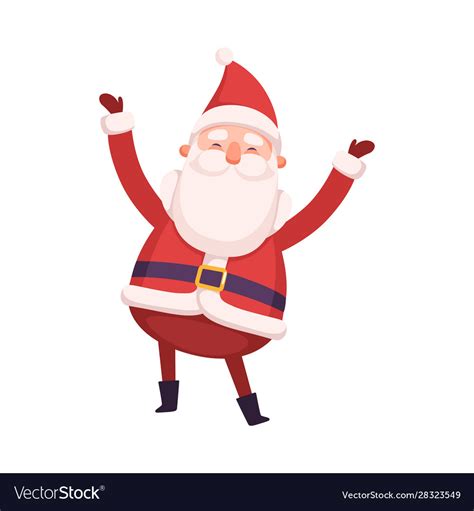 Funny Santa Claus Standing With Rising Hands Cute Vector Image