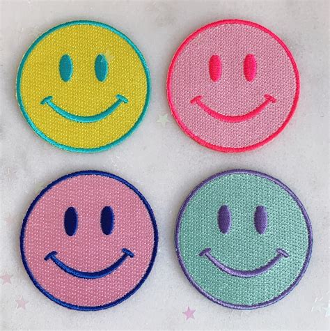 Smiley Face Iron On Patch Embroidered Patches For Jackets Etsy