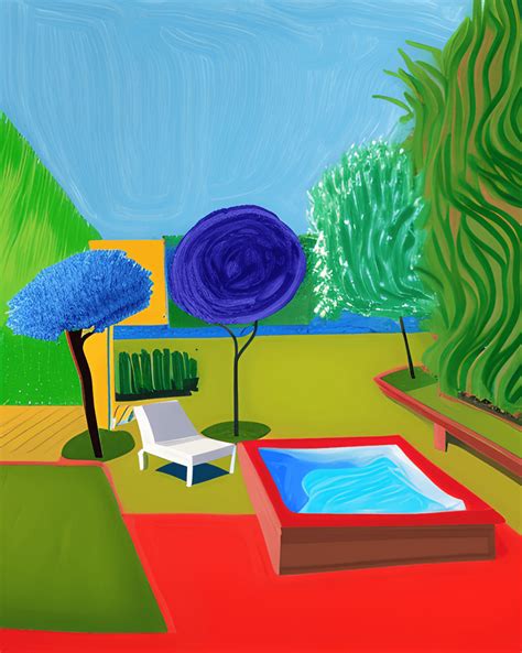 David Hockney Style Summer Mood Tone Painting Backyard More Space