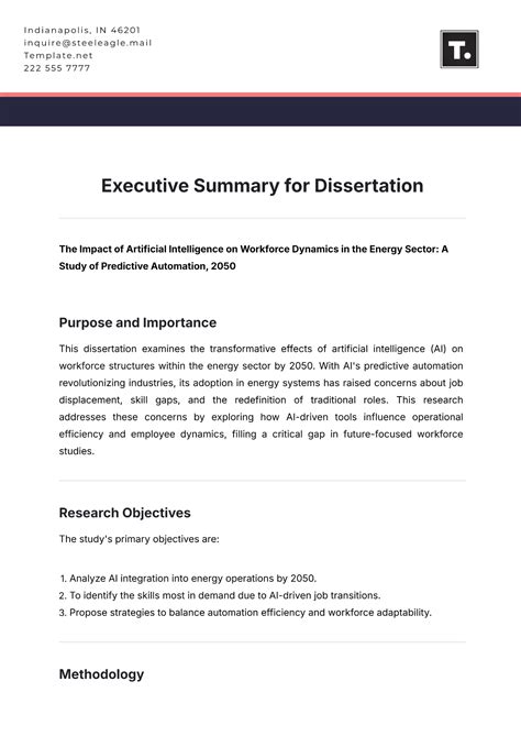 Free Executive Summary For Dissertation Template Edit Online And Download