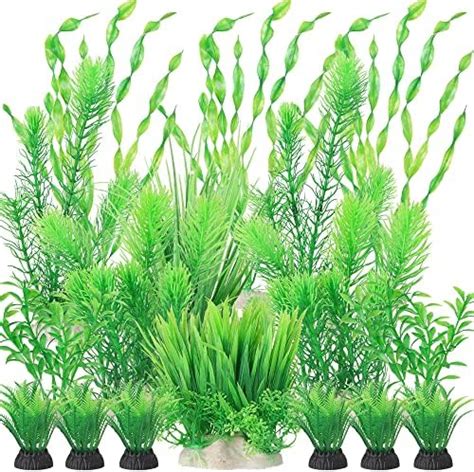 LANCARE Aquarium Fish Tank Plastic Plants 25 Pcs Artificial Plants For