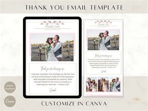 Thank You Email Email Template Email Marketing Photographer Email Template Editable Email Canva ...