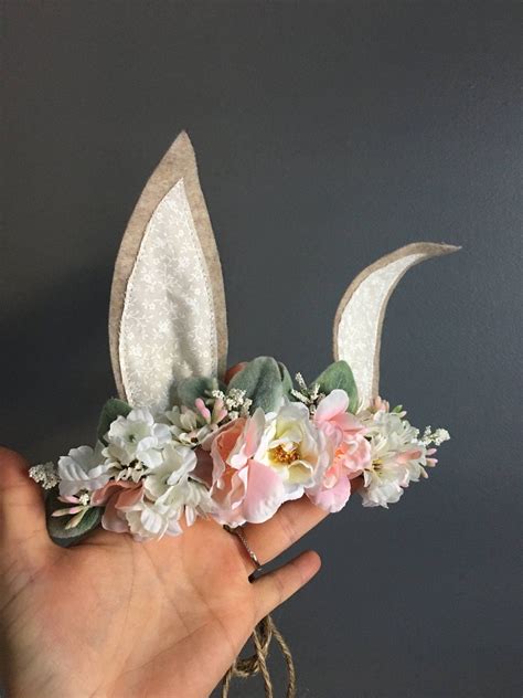 Woodland Bunny Flower Crown Photo Prop Baby Tieback Etsy Woodland