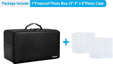 ENGPOW Fireproof Photo Storage Box With 12 Inner 4 X 6 Photo Case