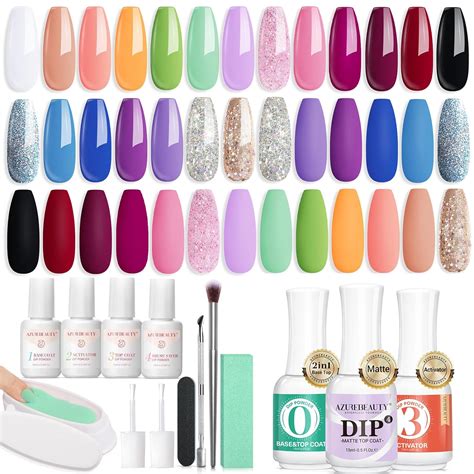 Amazon Azurebeauty Dip Powder Nail Starter Kit Pastel Pink Blue