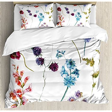 Ambesonne Watercolor Flower Duvet Cover Set Colorful Watercolor