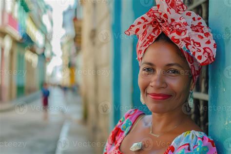 Cuban Woman In Traditional Clothing Poses In Havana Street 46176711