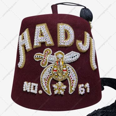 Shriners Fez Hat (MARYAM) 3 Rows | Masonic Fezzes | Wannat