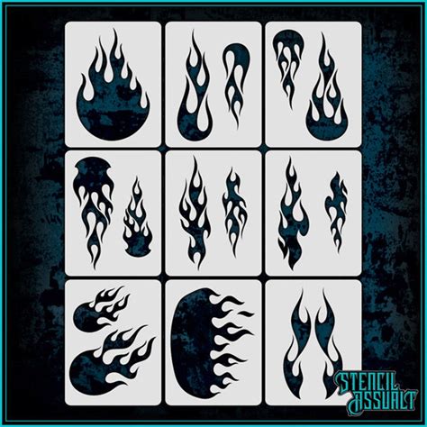 Flames Multi-pack 1 Airbrush Stencil Template - Etsy