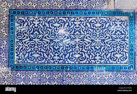 Iznik tile patern from the Topkapı Palace in Istanbul Turkey Stock