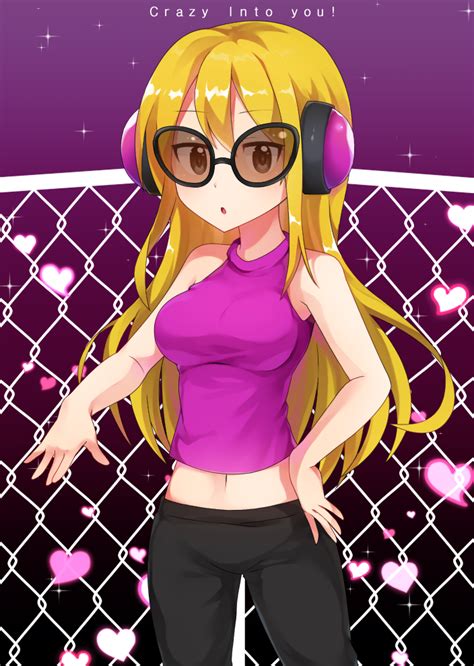 Safebooru 1girl Black Pants Blonde Hair Breasts Caramell0501 Chain Link Fence Eyebrows Visible