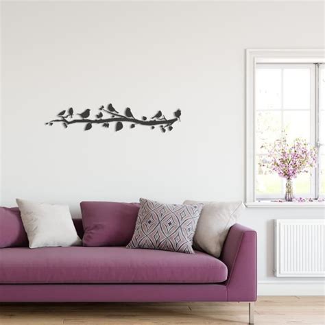 Décoration Murale en Métal Oiseaux sur branche Art mural doiseaux en