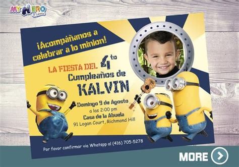 Minions Invitación de Cumpleaños Fiesta Tema Minions Invitación tema