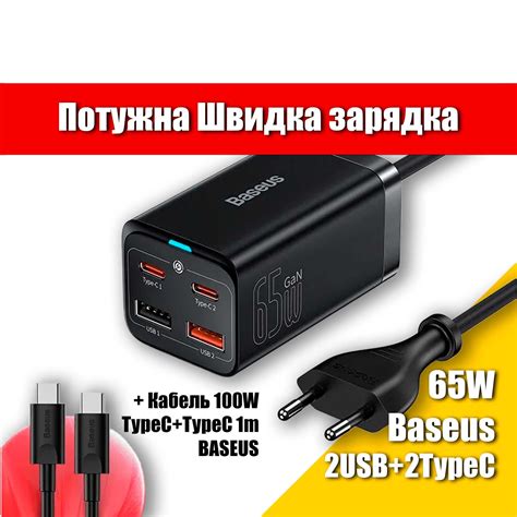 ЗАРЯДКА для Ноутбука,Телефона. Baseus GaN3 Pro 65W 2USB + 2Type-C: 900 ...