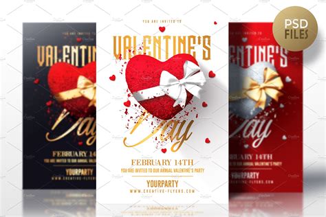 3 Valentines Day Flyers PSD | Flyer Templates ~ Creative Market