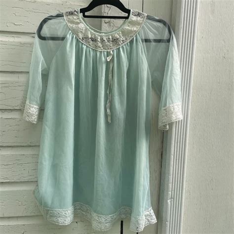 Durelle Lingerie Intimates Sleepwear Vintage S Blue Nylon Nightgown Durelle Lingerie Size