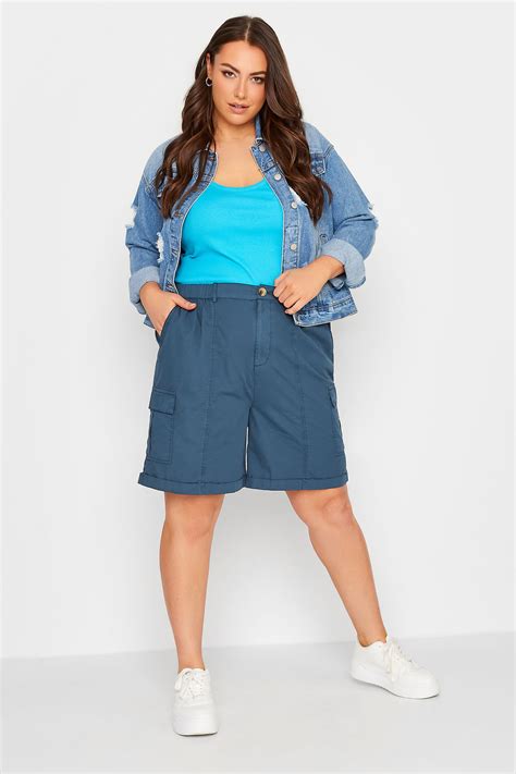 Yours Curve Plus Size Navy Blue Cargo Shorts Yours Clothing