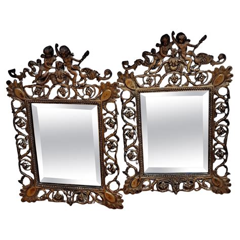 Pair Of Brass Framed Beveled Mirror Sconces For Sale At 1stDibs