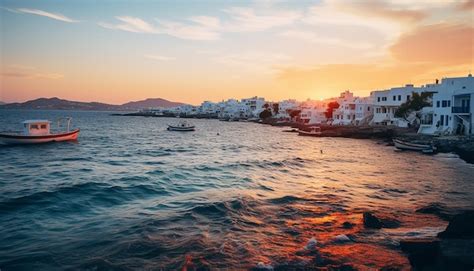 Premium AI Image | Sunset in mykonos