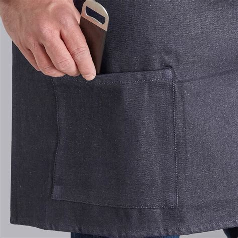 Acopa Kennett Blue Denim Half Bistro Apron With 2 Pockets And Natural