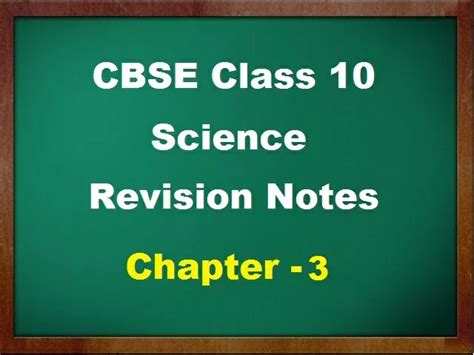 Cbse Class 10 Science Short Notes For Chapter 3 Metals And Non Metals