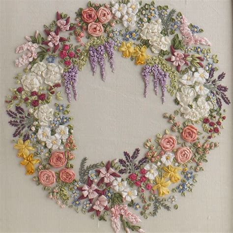 Large Garland of Silk Flowers - Full kit - Lorna Bateman Embroidery