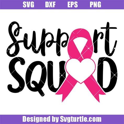 Support Squad Svg Pink Ribbon Heart Svg Breast Cancer Svg