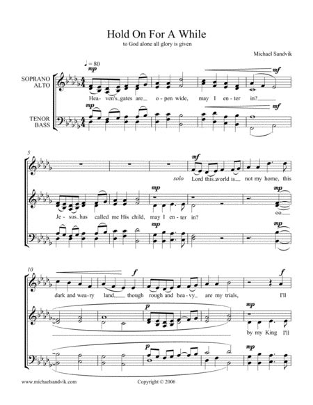 Hold On For A While Sheet Music Michael Sandvik Satb Choir