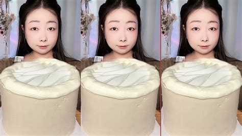 Asmr🍰eat Pure White Cream Cake 🍰 Soft And Waxy Sound 크림 케ց 먹방 Mukbang Satisfaction Youtube