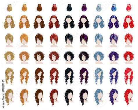 Big Set Of Colorful Beautiful Female Hair Style Sprites Vector Game