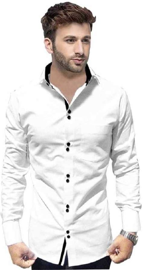 Full Sleeves Mens Plain White Cotton Shirt Formal Full Or Long