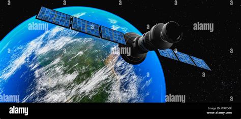 a satellite in orbit (3d rendering,this image elements furnished by ...