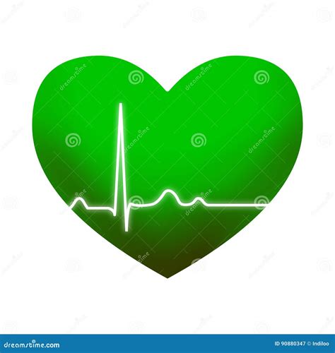 Green Heart With Ecg Stock Illustration Illustration Of Electric