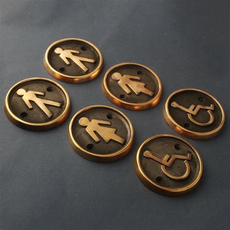 Solid Brassbronze Toilet Door Badges Ladies Gents Toilets Toilet