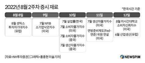 미리보는 증시재료 美 7월 Cpi 발표필수소비재빅테크 주시 네이트 뉴스