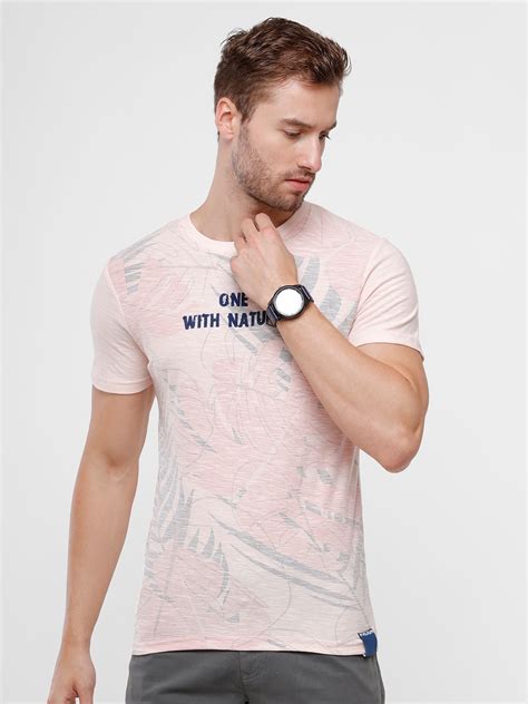 Buy WROGN Men Pink Typography Printed Tropical Pure Cotton Slim Fit T