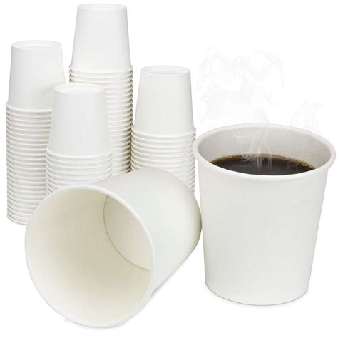 Pack Oz Disposable White Paper Cups On The Go Hot And Cold